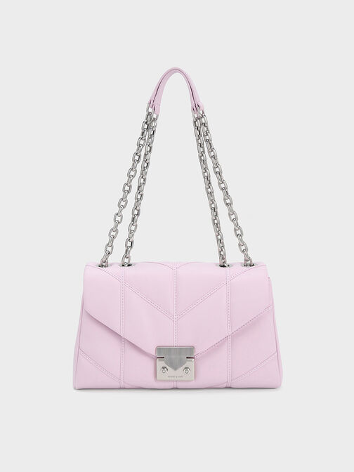 Eudora Chevron Trapeze Bag, Lilac, hi-res
