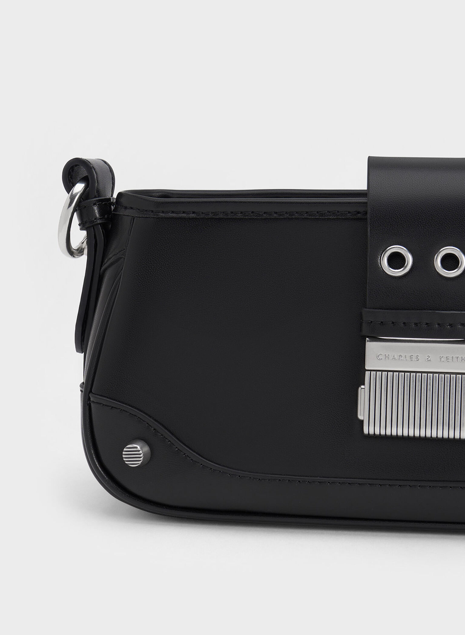 Winslet Belted Shoulder Bag, Black, hi-res