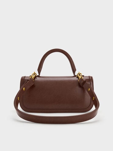 Charlot Elongated Top Handle Bag, Dark Brown, hi-res