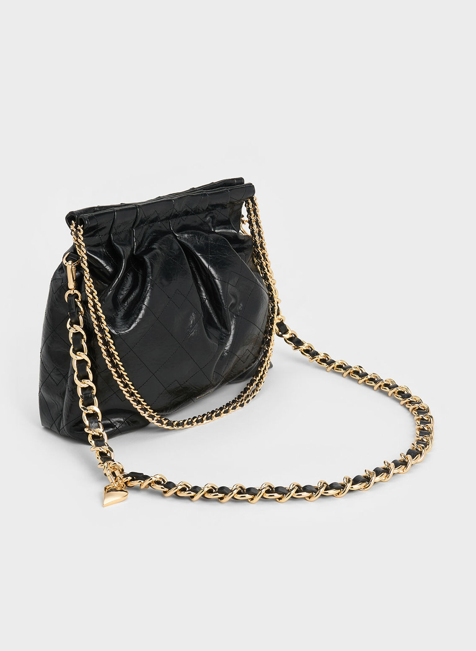 Duo Double Chain Hobo Bag, Black, hi-res