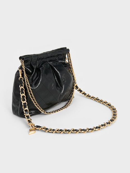 Duo Double Chain Hobo Bag, Black, hi-res