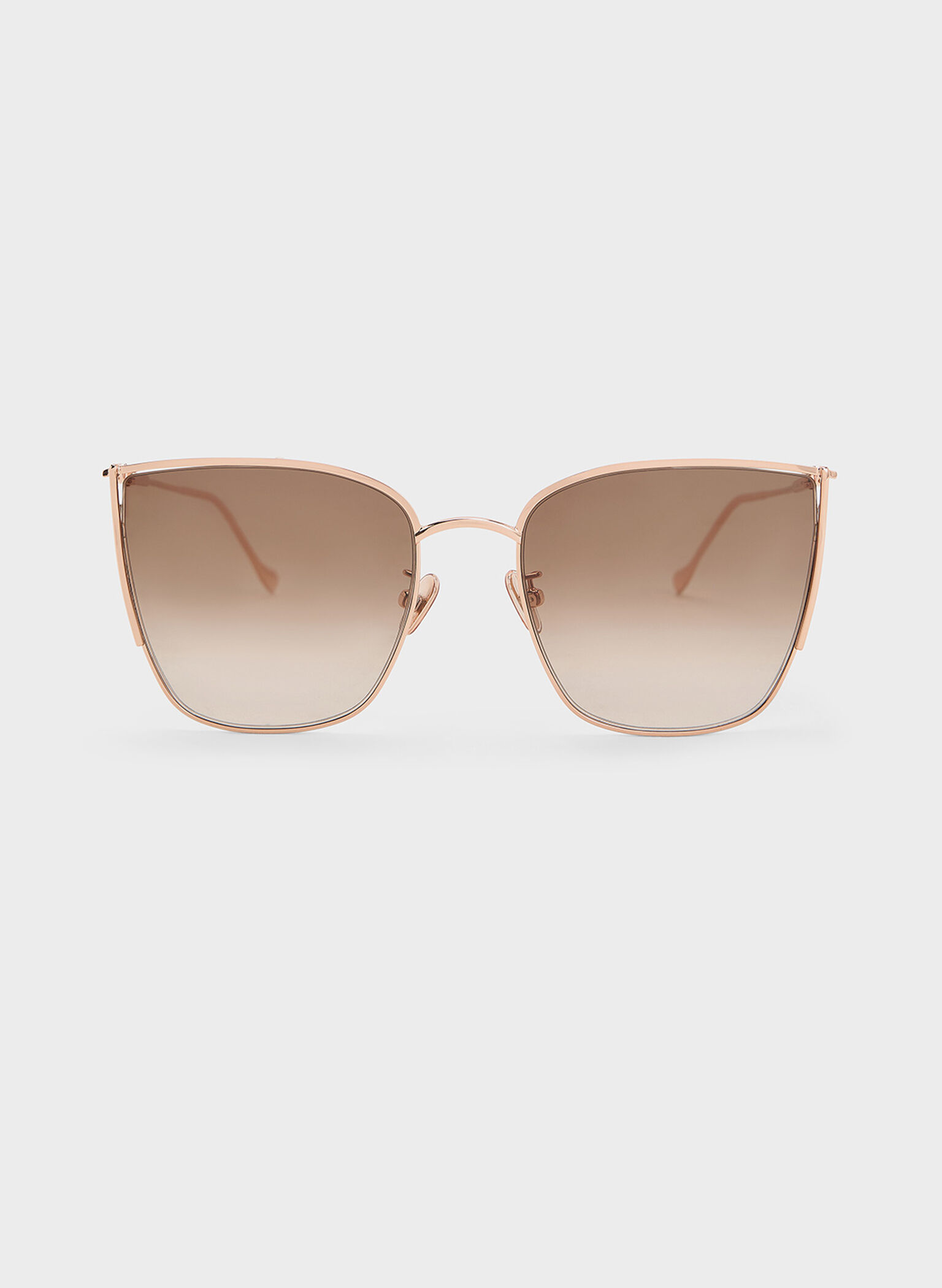 Shea Metallic-Rim Square Sunglasses, Rose Gold, hi-res