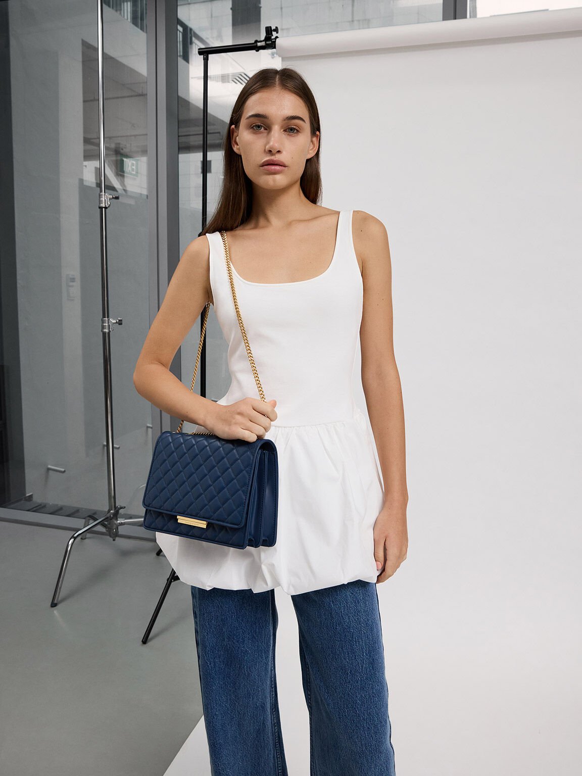 Chanel blue quilted handbag hotsell