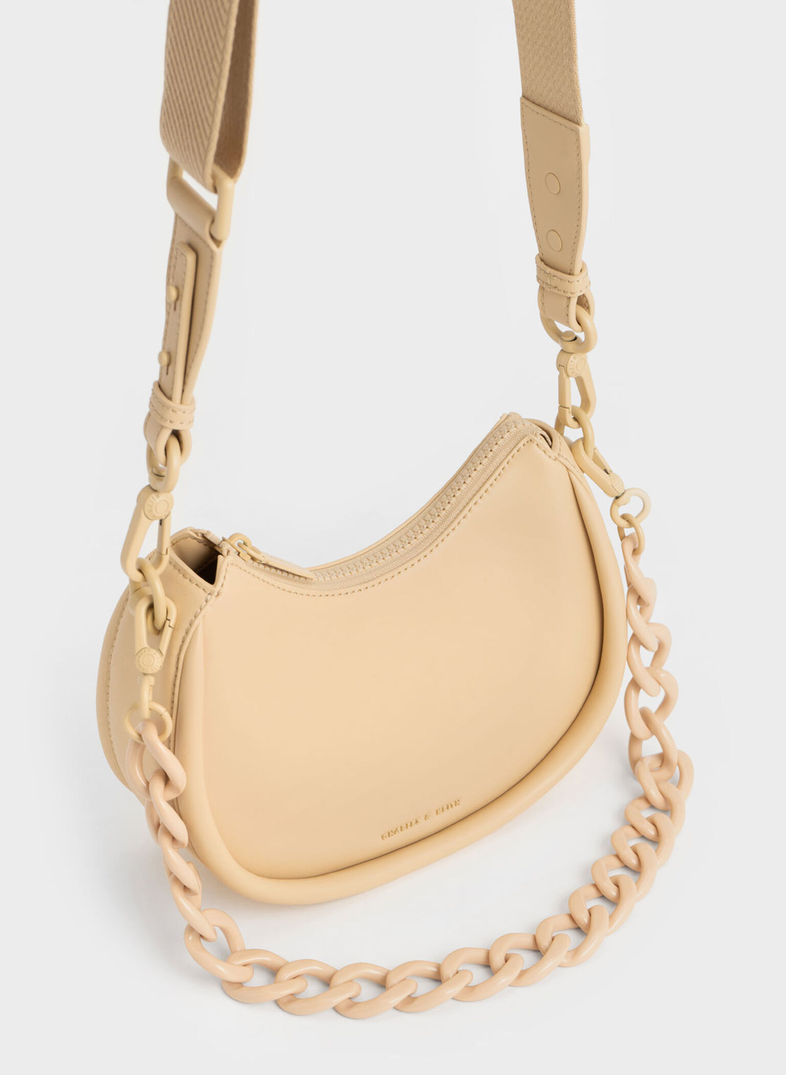 Lana Curved Shoulder Bag, Beige, hi-res