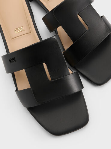 Joan Leather Slide Sandals, Black, hi-res