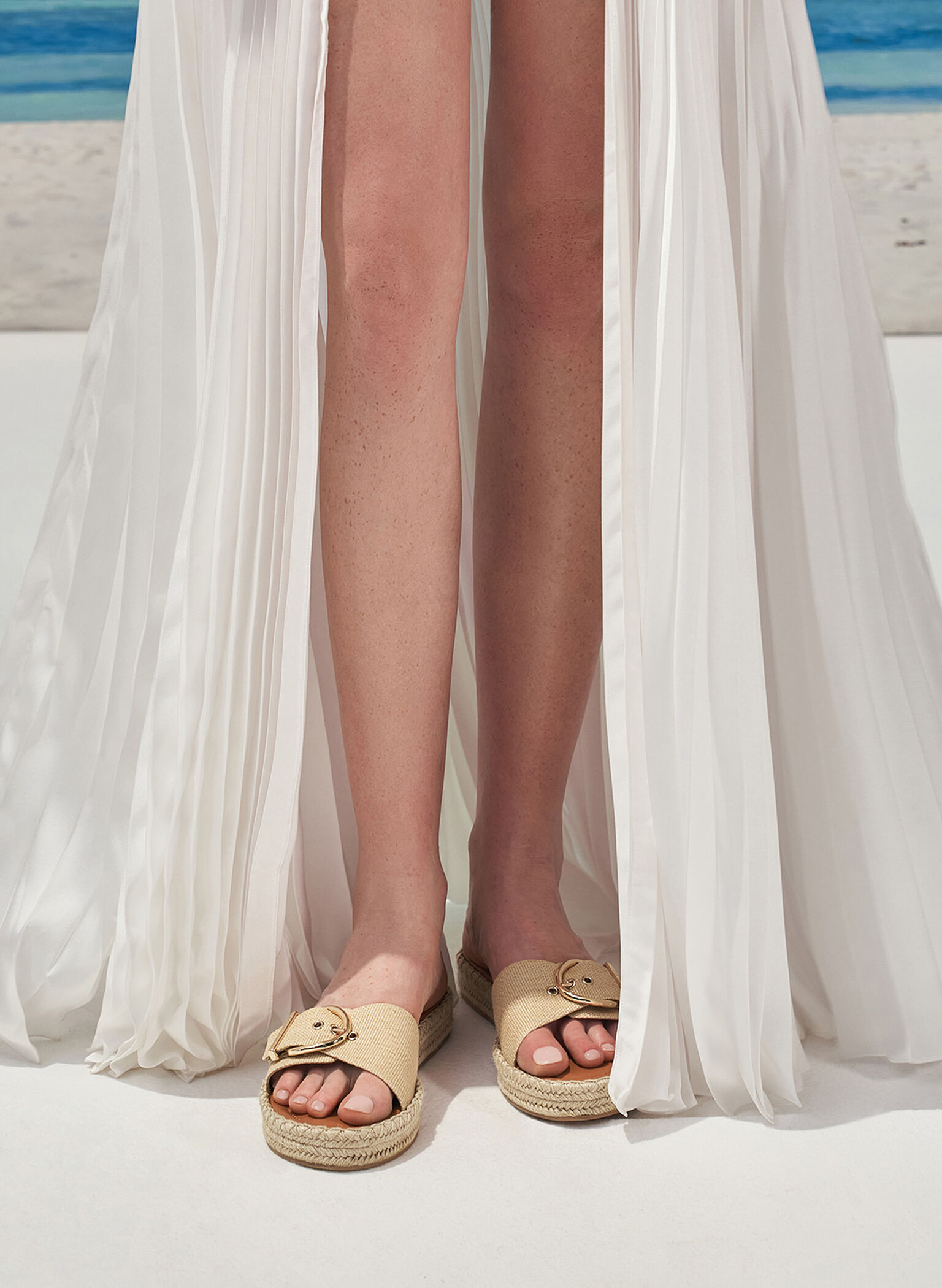 Woven Buckled Espadrille Sandals, Sand, hi-res