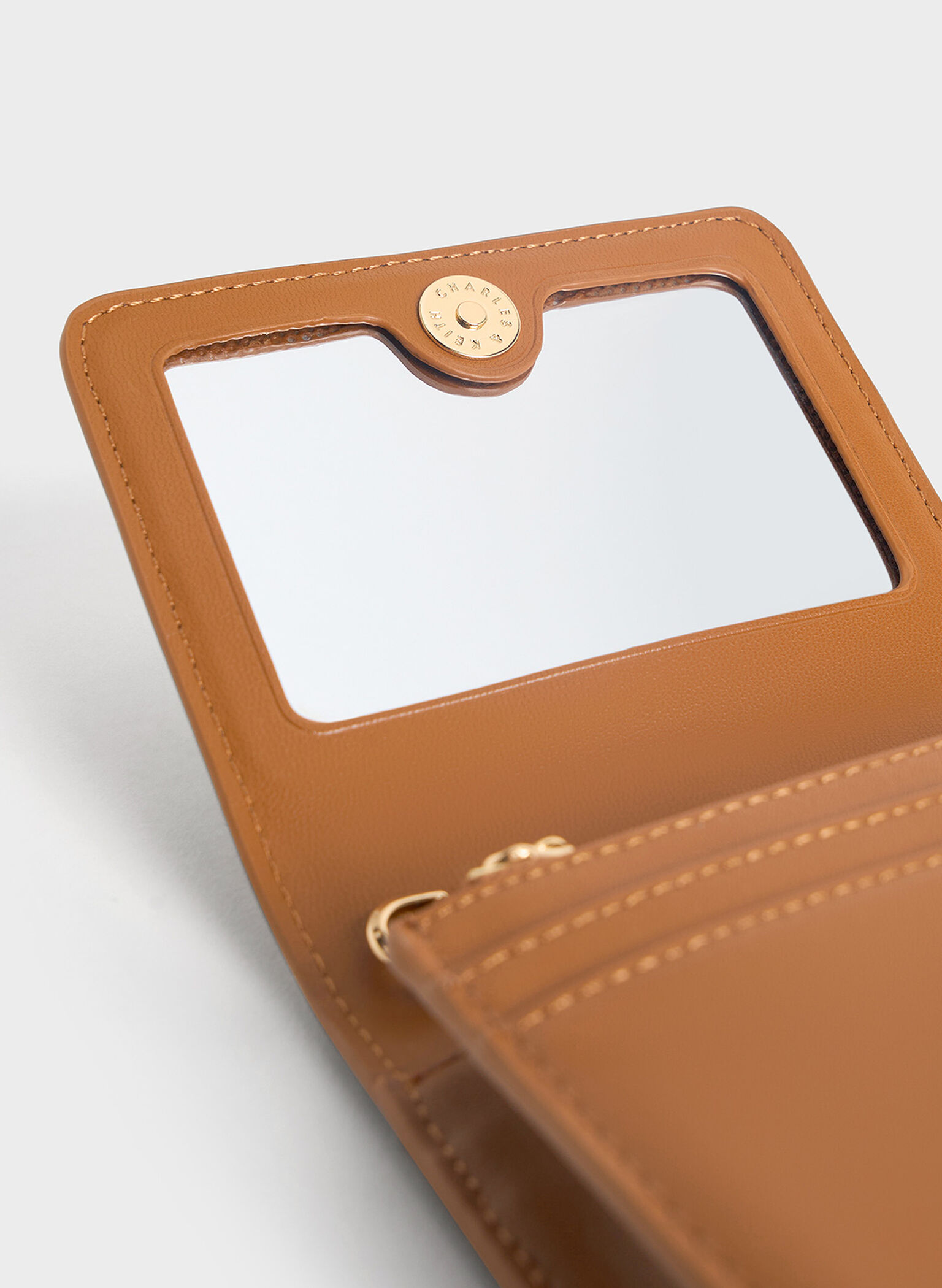Agatha Chain-Accent Card Holder, Brown, hi-res