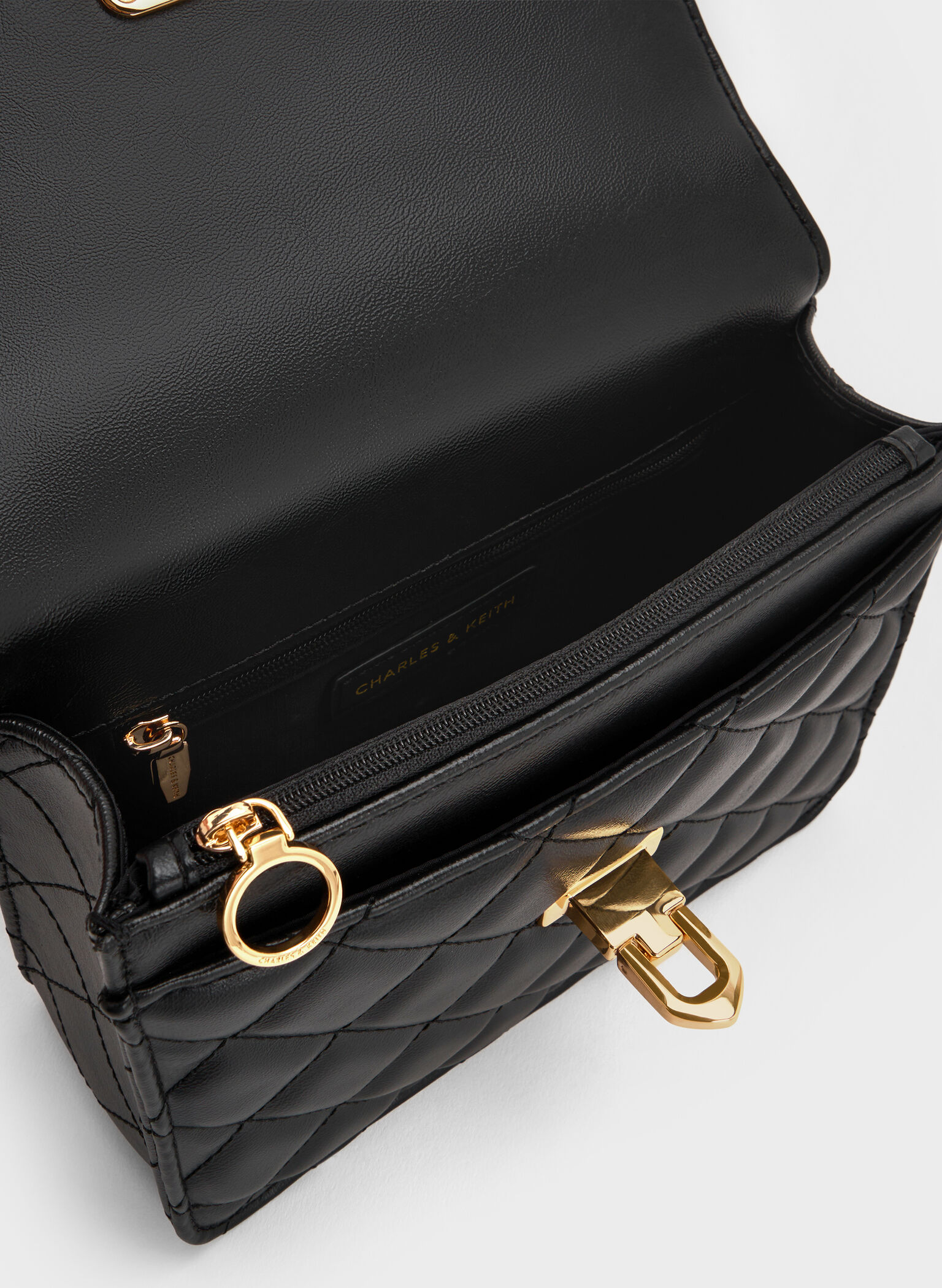 Cressida Quilted Top Handle Bag, Black, hi-res