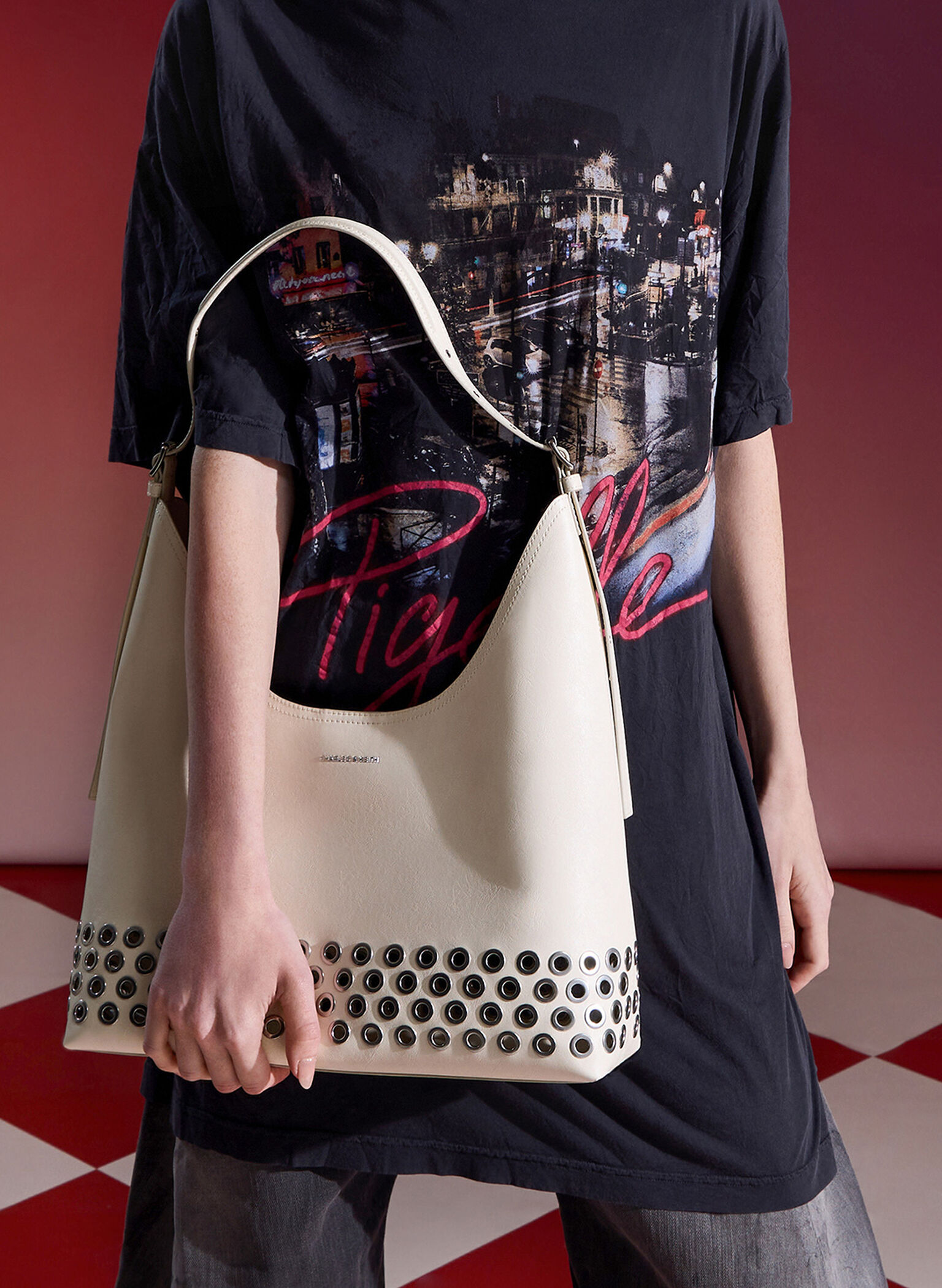 Liv Grommet Hobo Bag, Cream, hi-res