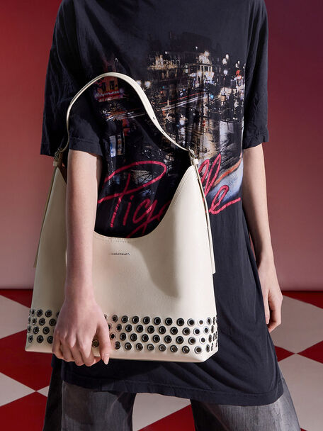 Liv Grommet Hobo Bag, Cream, hi-res