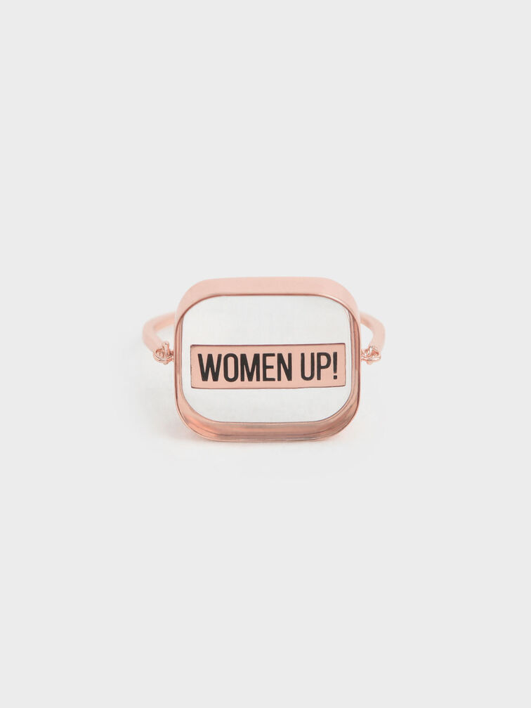 "WOMEN UP!" Acrylic Ring, Rose Gold, hi-res