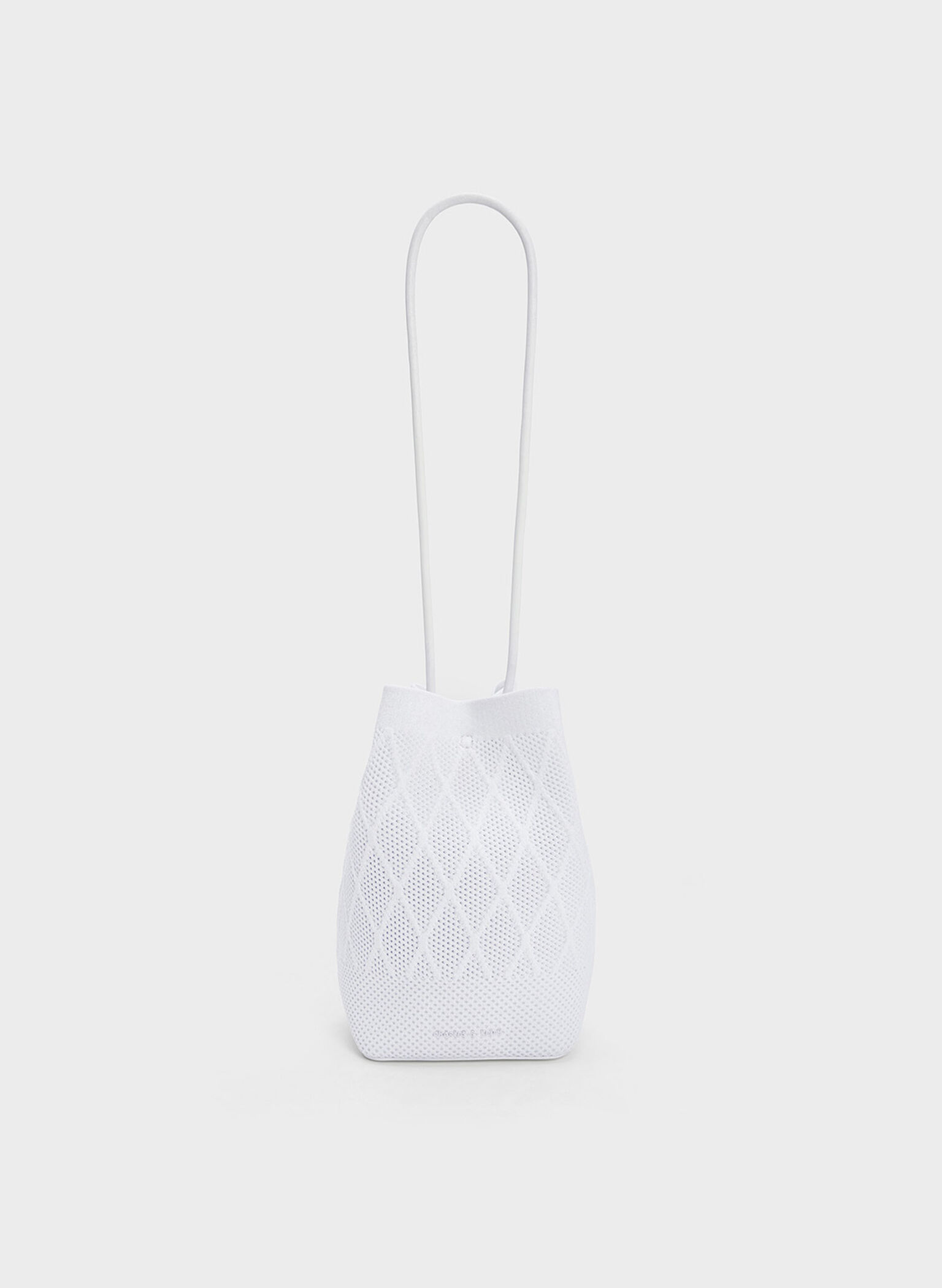 Genoa Knitted Drawstring Bag, White, hi-res