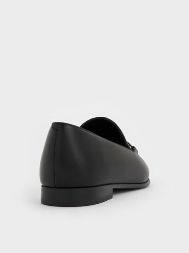 Metallic Knot-Bar Loafers, Black, hi-res