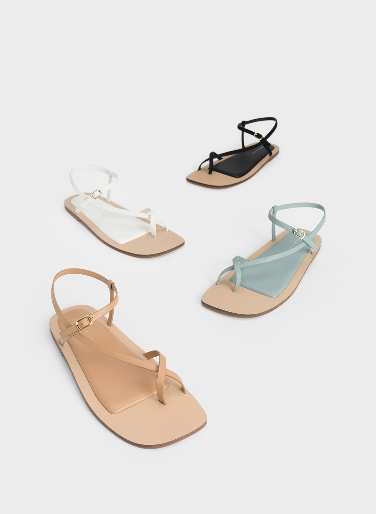 Asymmetric Toe Ring Sandals, White, hi-res