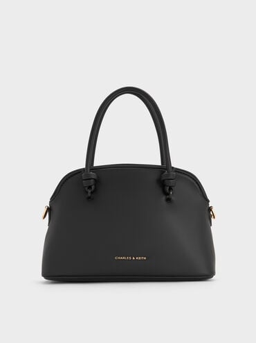 Sammie Knotted-Handle Bowling Bag, Black, hi-res
