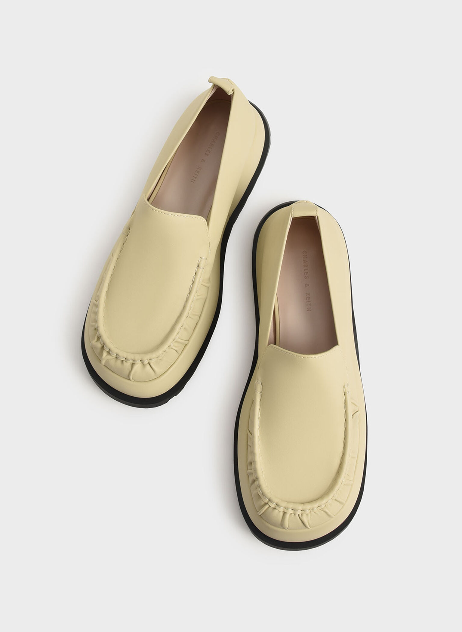 Astrid Ruched Platform Loafers, Yellow, hi-res