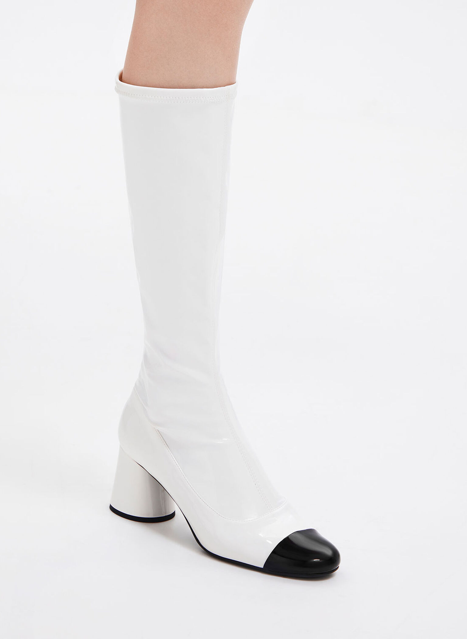 Coco Two-Tone Knee-High Boots, White, hi-res