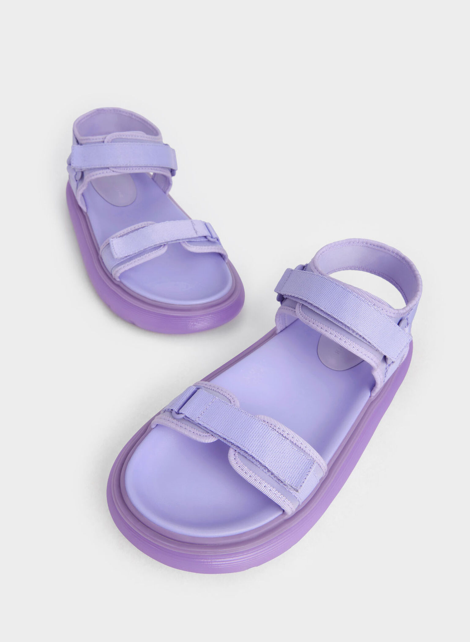 Recycled Polyester Velcro-Strap Sports Sandals, Lilac, hi-res