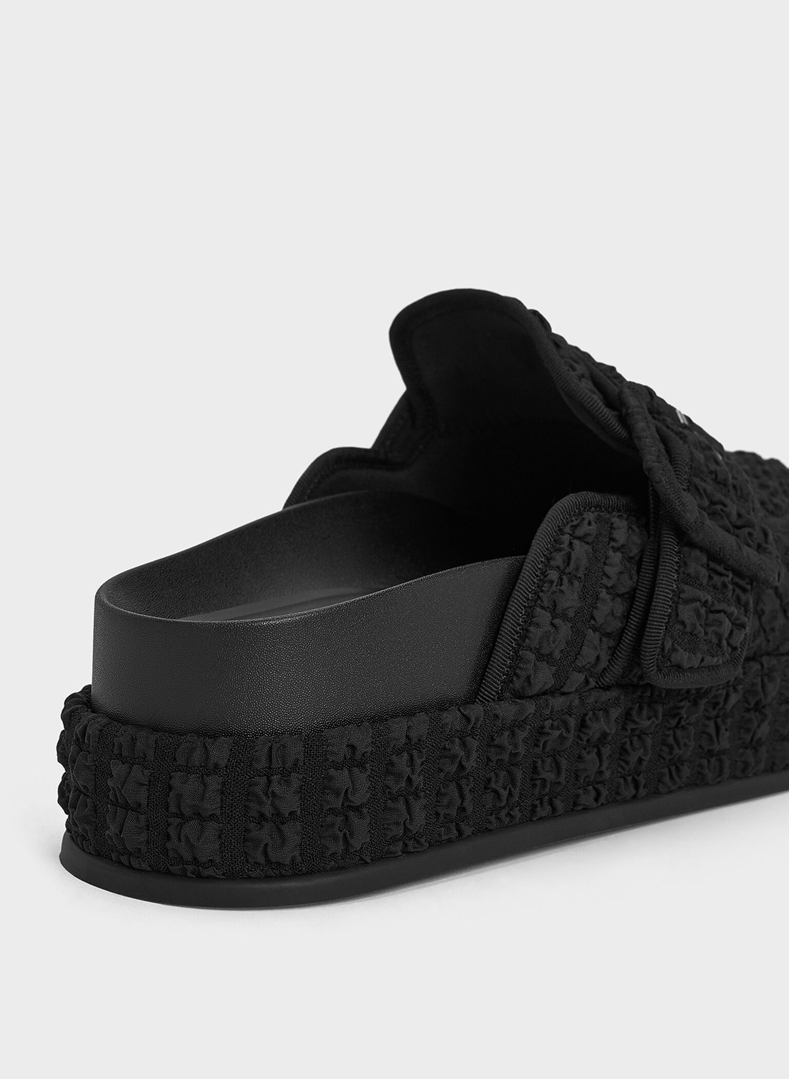 Loren Textured Flatform Mules, Black Textured, hi-res