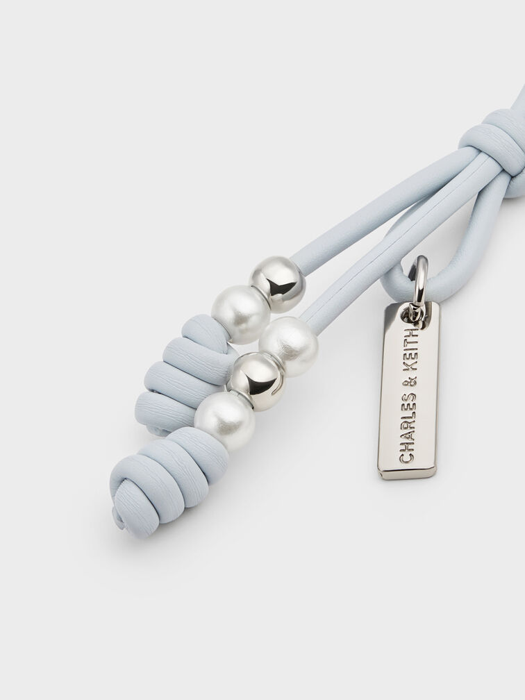 Beaded Cord Knot Charm, Sea Salt Blue, hi-res