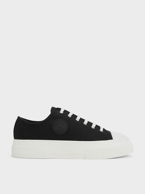 Kay Canvas Low-Top Sneakers, Black, hi-res