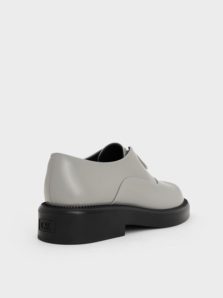 Nina Leather Zip-Up Loafers, Grey, hi-res