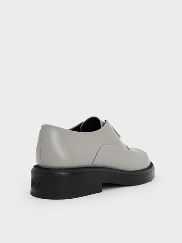 Nina Leather Zip-Up Loafers, Grey, hi-res