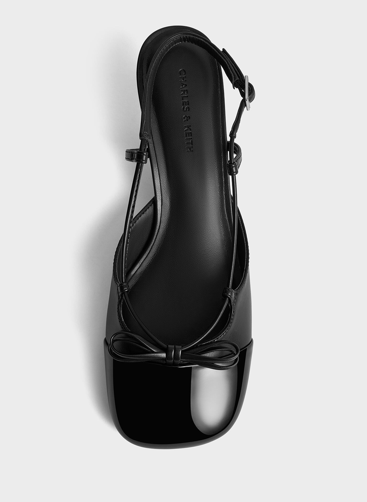 Patent Cap-Toe Bow Slingback Pumps, Black Patent, hi-res