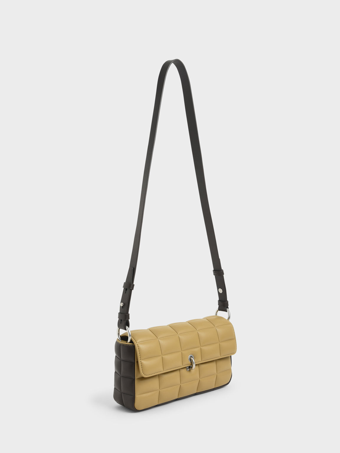 Maze Chunky Chain Handle Quilted Shoulder Bag, Sand, hi-res