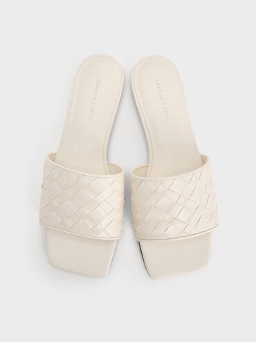 Woven Slide Sandals, Chalk, hi-res