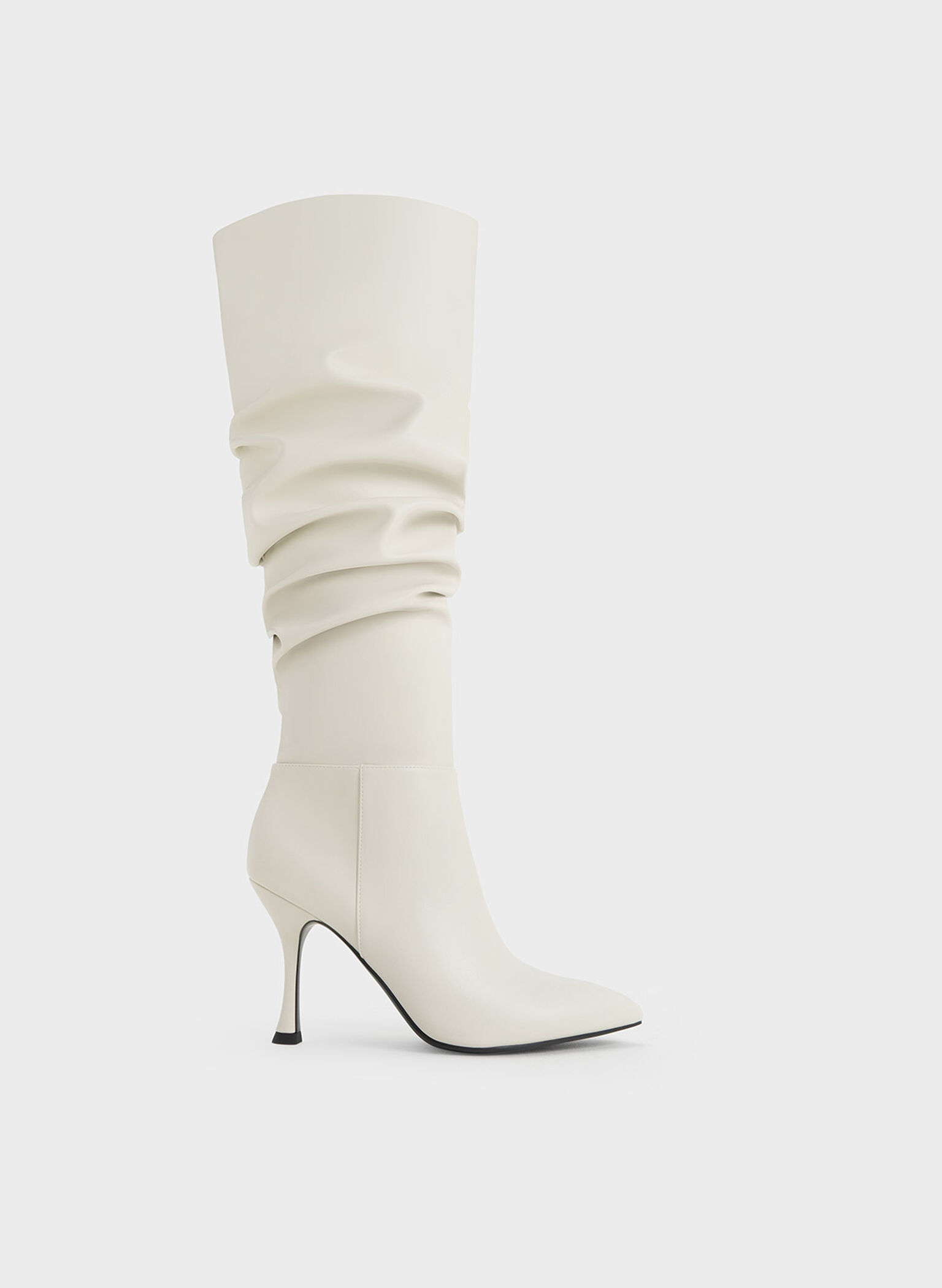 Aster Ruched Knee-High Boots, Chalk, hi-res