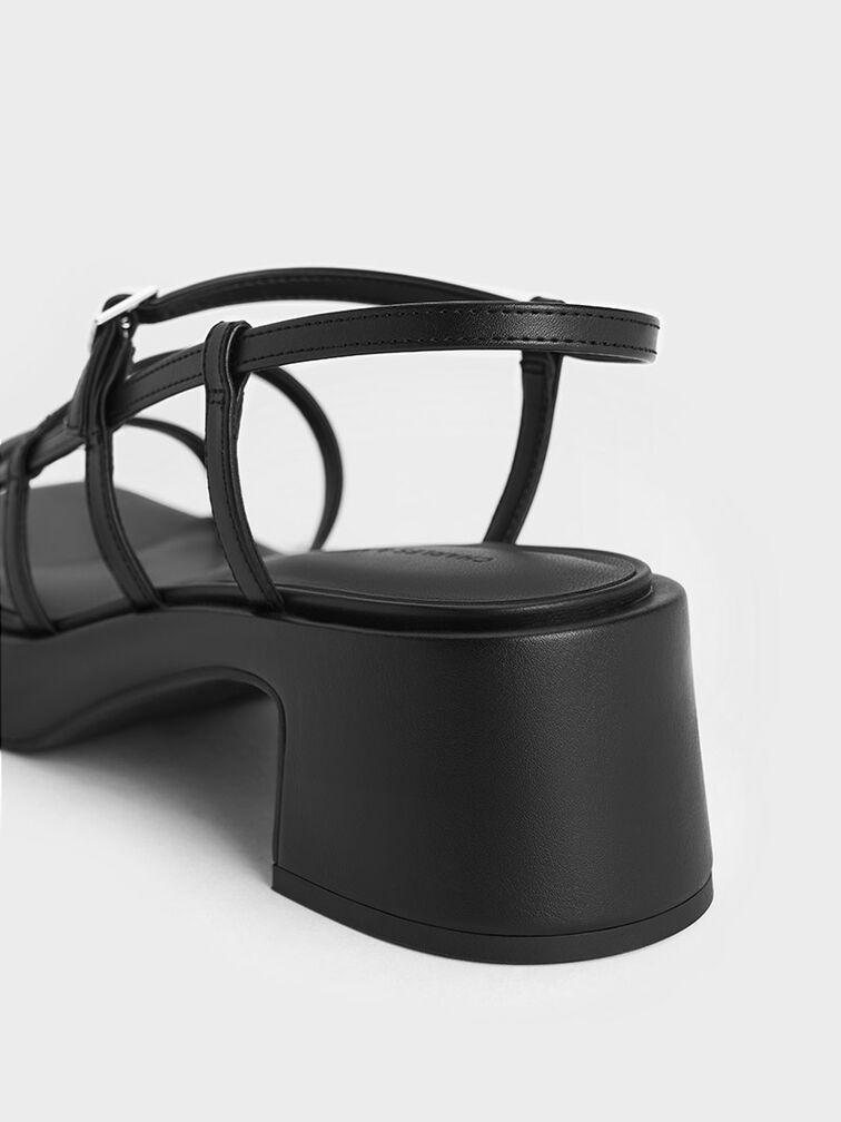 Selene Strappy Sandals, Black, hi-res