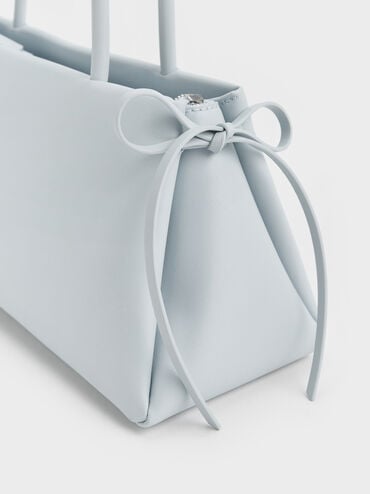 Hazel Bow Elongated Trapeze Shoulder Bag, Sea Salt Blue, hi-res