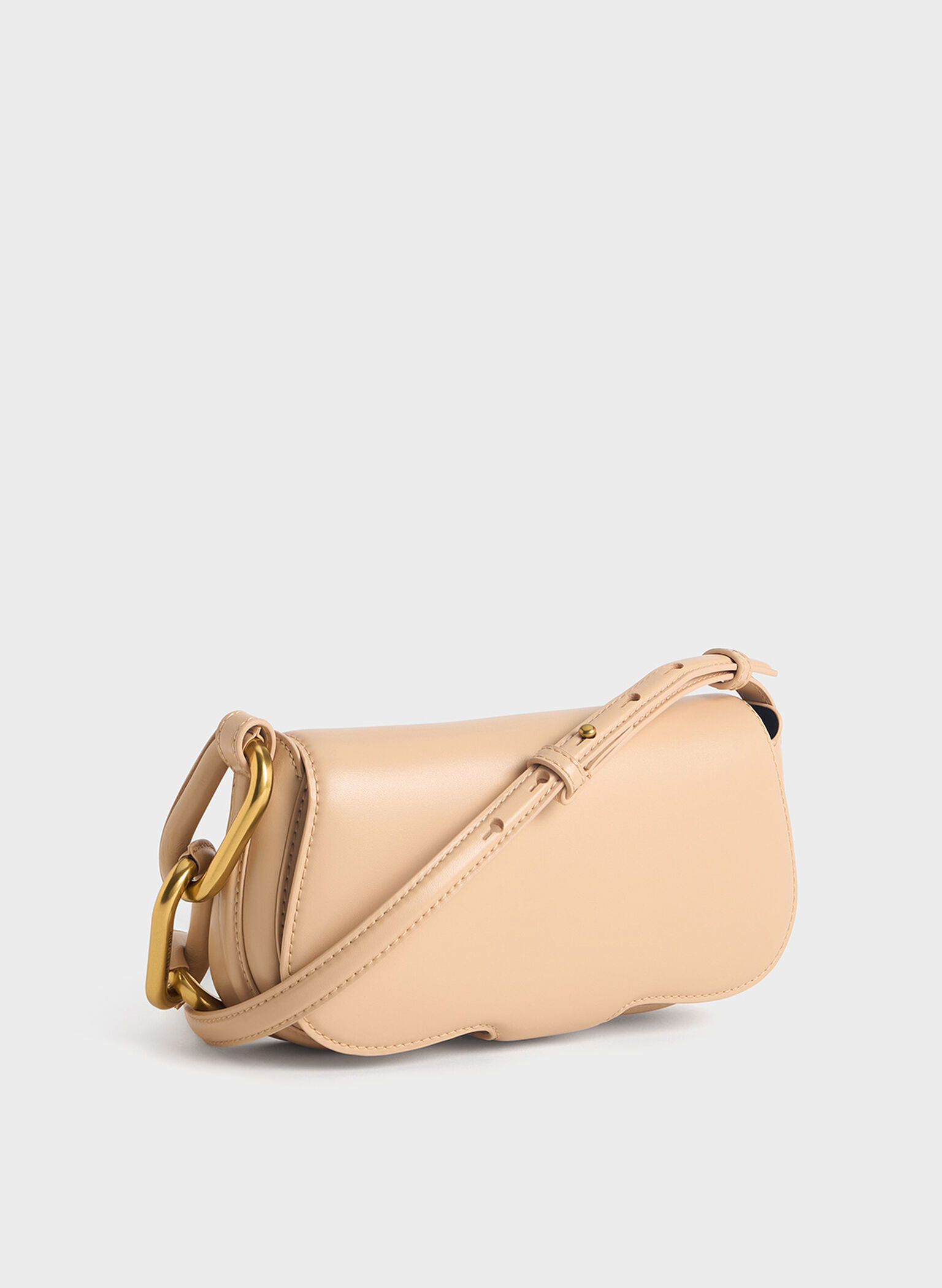 Kora Metallic-Accent Elongated Bag, Beige, hi-res