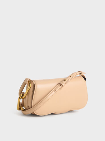 Kora Metallic-Accent Elongated Bag, Beige, hi-res