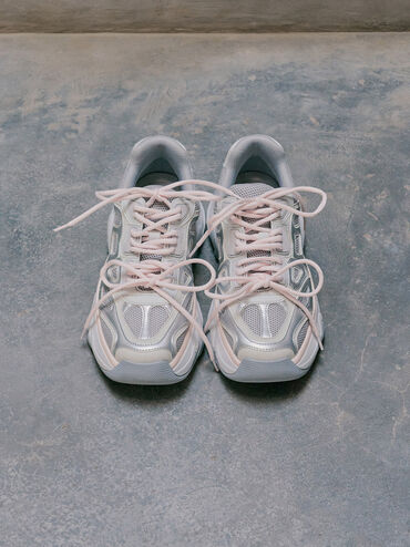 Gaskell Mesh Chunky Sneakers, Light Pink, hi-res