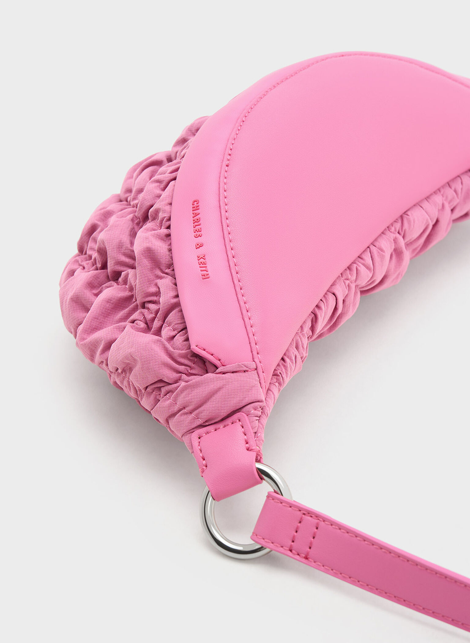 Ruched Nylon Bum Bag, Pink, hi-res