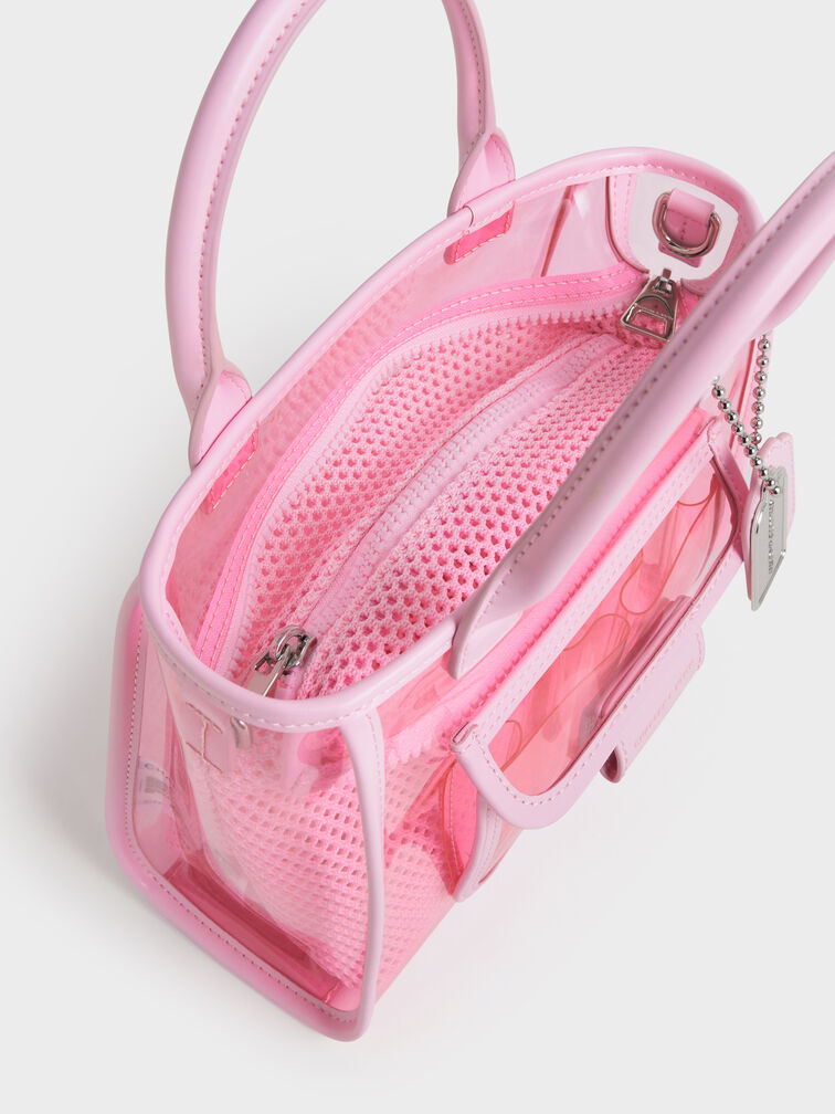 Norah See-Through Mesh Tote Bag, Bubble Gum Pink, hi-res