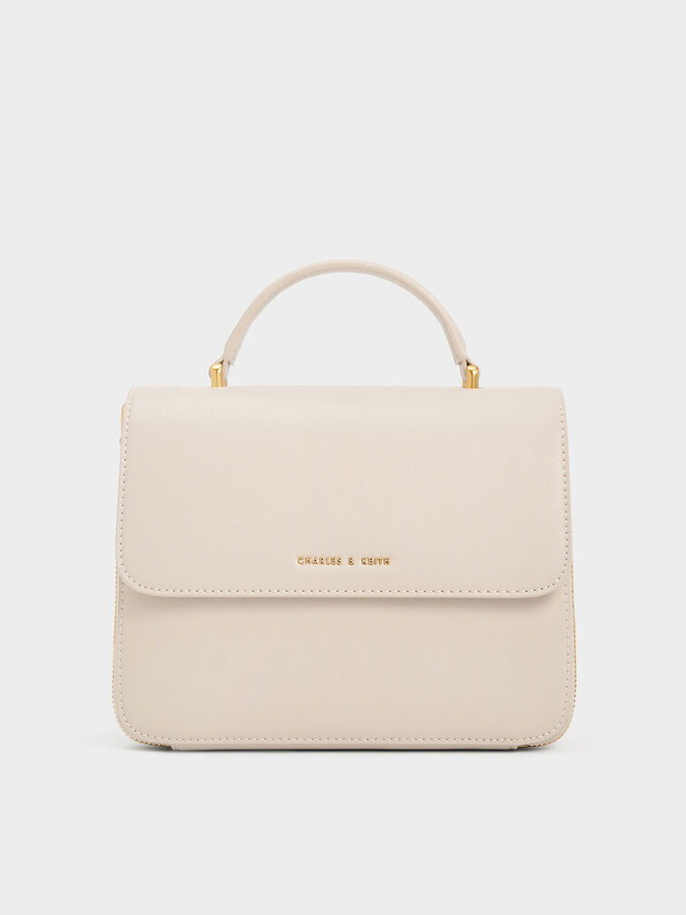 Octavia Front Flap Top Handle Bag, Ivory, hi-res