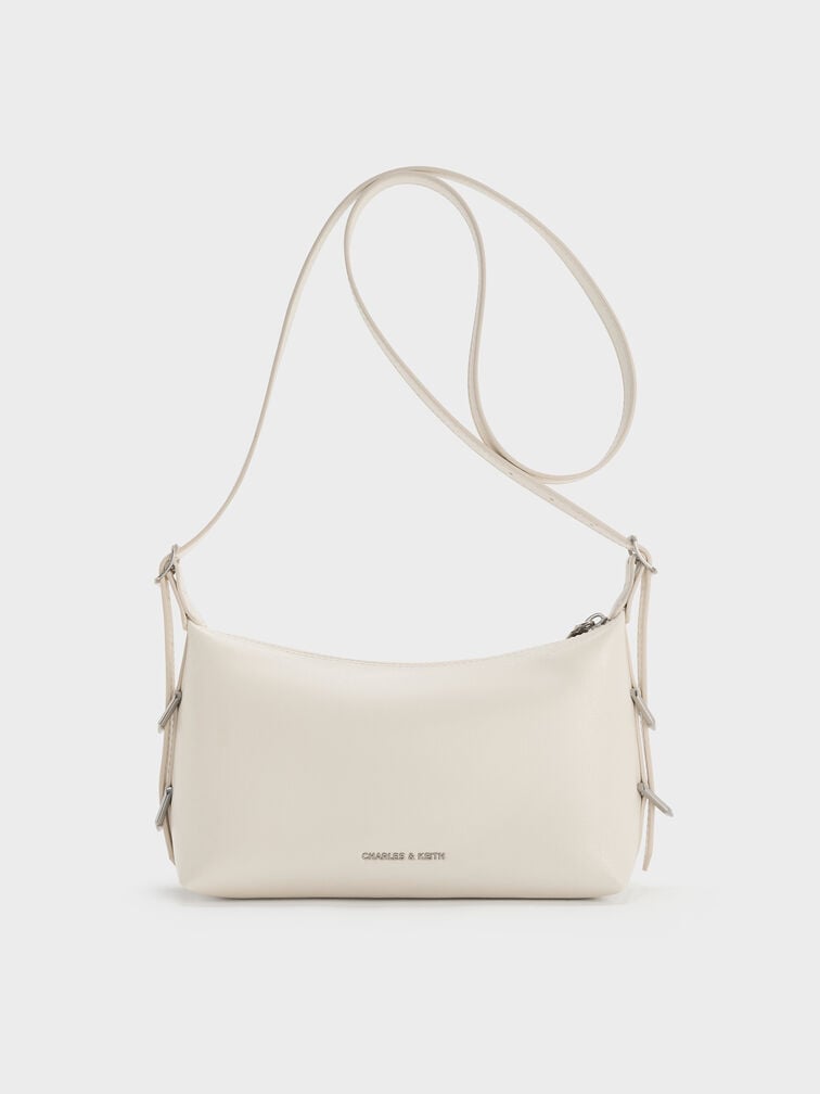 Bryna Belted Shoulder Bag, Cream, hi-res