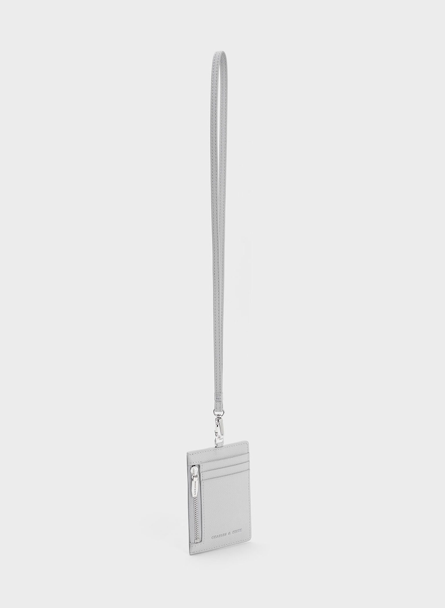 Side Zip Card Holder, Light Grey, hi-res