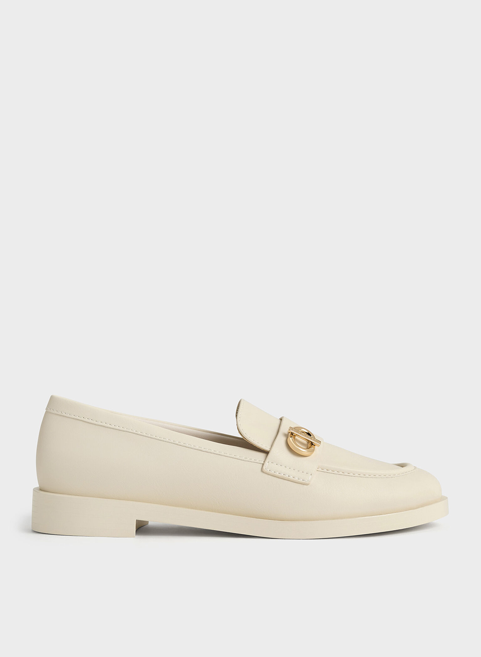 Metallic-Accent Loafers, Chalk, hi-res