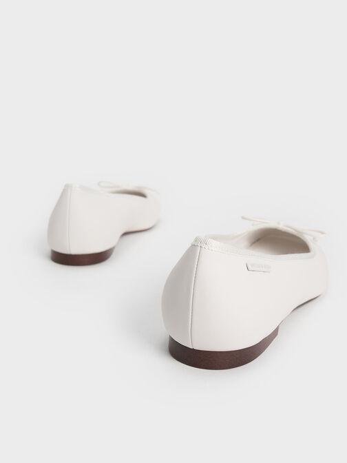 Rhea Bow Ballerinas, White, hi-res