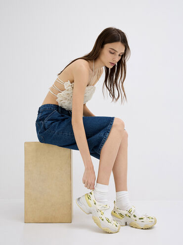 Floral-Print Bow Mary Jane Sneakers, Multi, hi-res