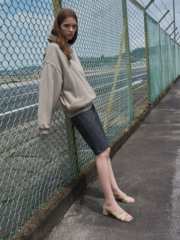 Crossover-Strap Square-Toe Block-Heel Mules, Beige, hi-res