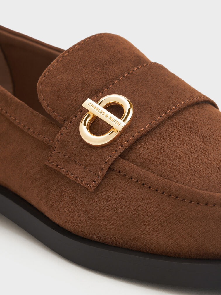 Marley Faux Suede Metallic-Accent Loafers, Cognac, hi-res