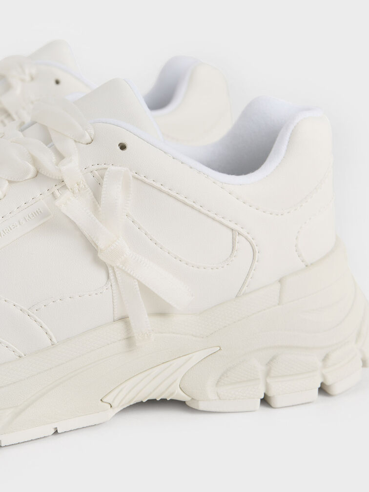 Lace-Up Chunky Sneakers, White, hi-res