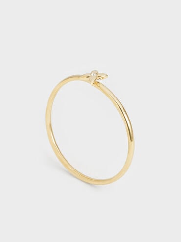 Felicity Flower-Motif Crystal Bangle, Gold, hi-res