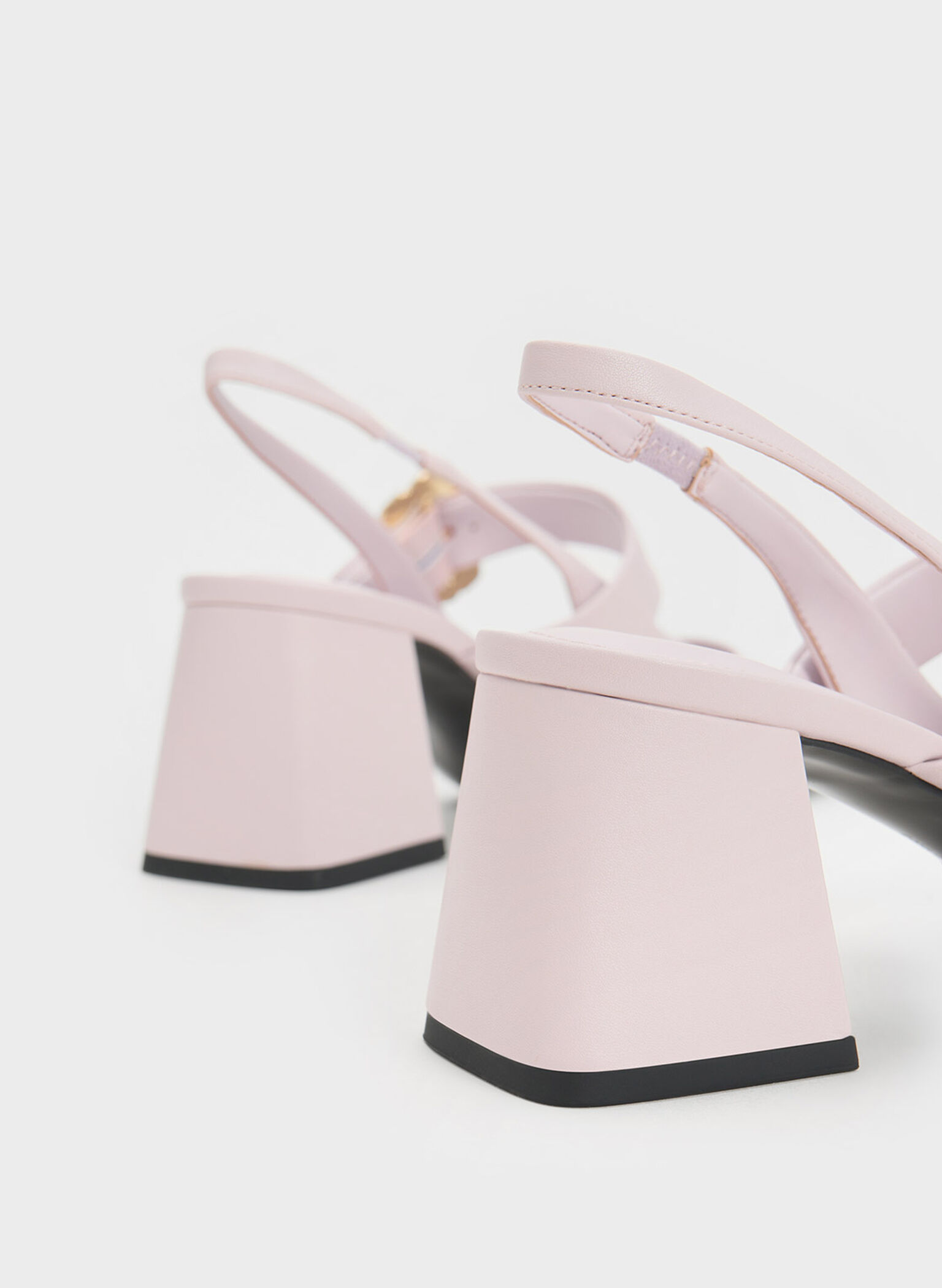 Patent Two-Tone Pearl Buckle Slingback Pumps, Lilac, hi-res