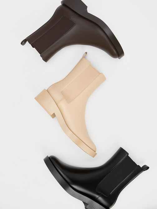 Pull-Tab Chelsea Boots, Beige, hi-res